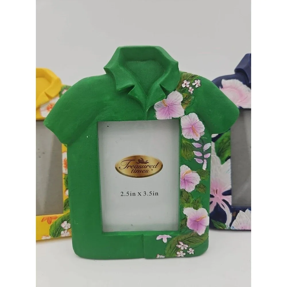Picture Frame Shirt With Flower Frame Blue Green Yellow 2.5
